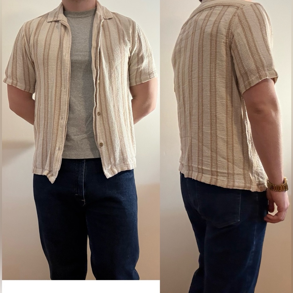 Free Planet Beige and Cream Textured Shirt
